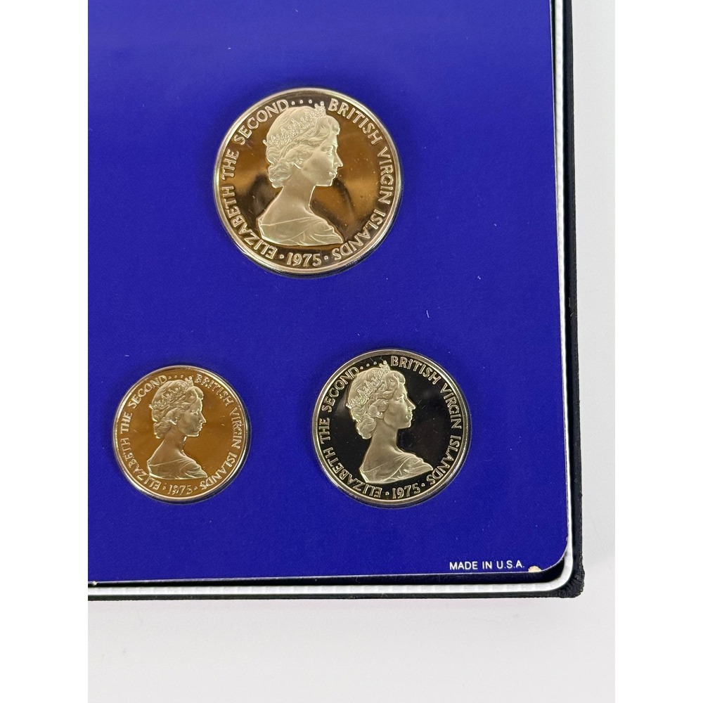 1975 British Virgin Islands Sterling Silver Proof Coin Set Franklin Mint COA - Picture 7 of 11
